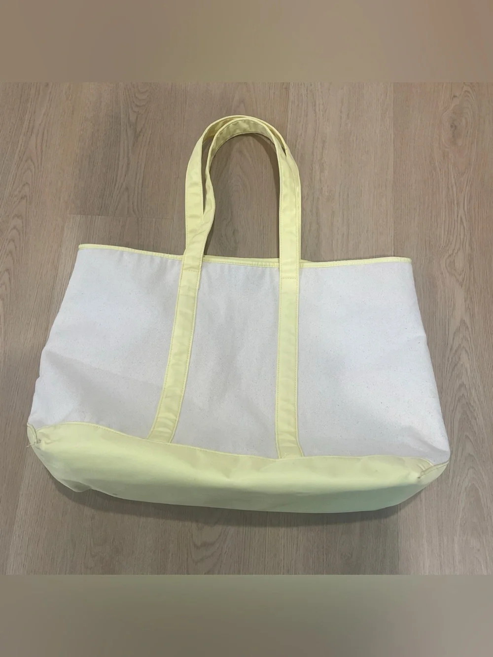 Stoney Clover Lane Canvas Tote with Pale Yellow Trim and Handles